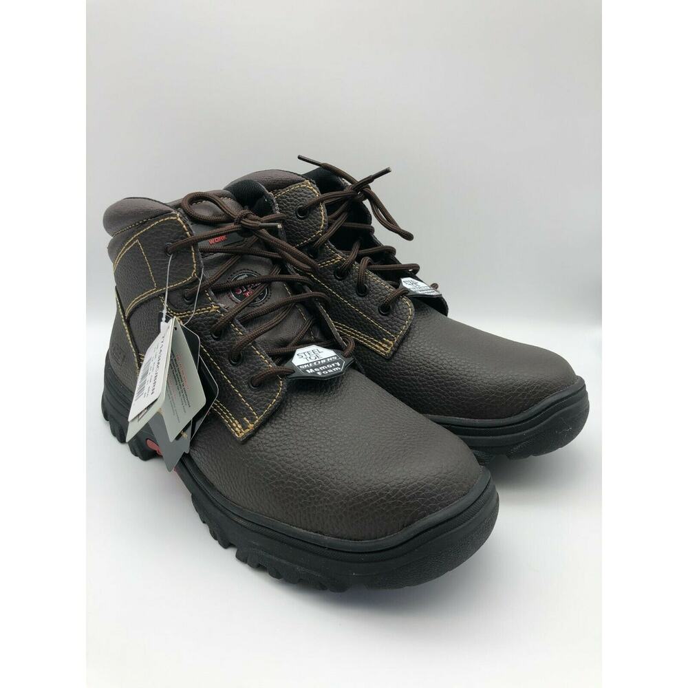 Skechers Men's 77143MC Brown Leather Steel Toe Safety Boots Lace Up Size US 13 - Picture 7 of 12